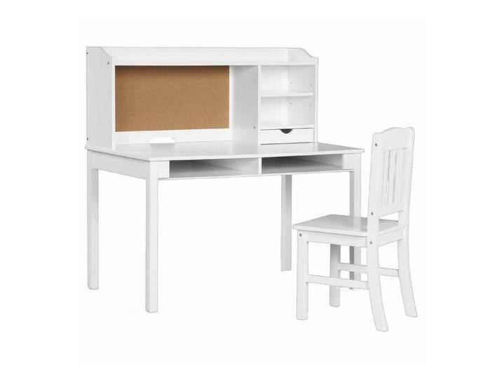COSTWAY Kinderschreibtisch, mit Stuhl Set, Pinnwand, für Kinder 5-12 Jahre, weiß, Weiß von OTTO