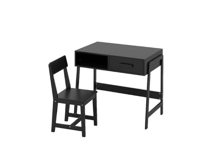 COSTWAY Kinderschreibtisch (2-St., mit Kinderstuhl set), Holz, mit Schublade, schwarz von OTTO