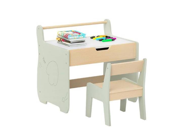 COSTWAY Kindersitzgruppe, 2 in 1 Kinder Aktivitätstisch und Stuhl, Holz, grün von OTTO