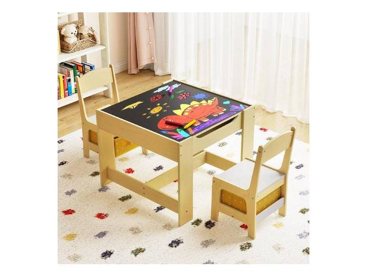 COSTWAY Kindersitzgruppe, 3tlg. Kindertisch mit 2 Stühlen, Stauraum & Tafel, gelb, Gelb COSTWAY Kindersitzgruppe, 3tlg. Kindertisch mit 2 Stühlen, Stauraum & Tafel, gelb, Gelb von OTTO