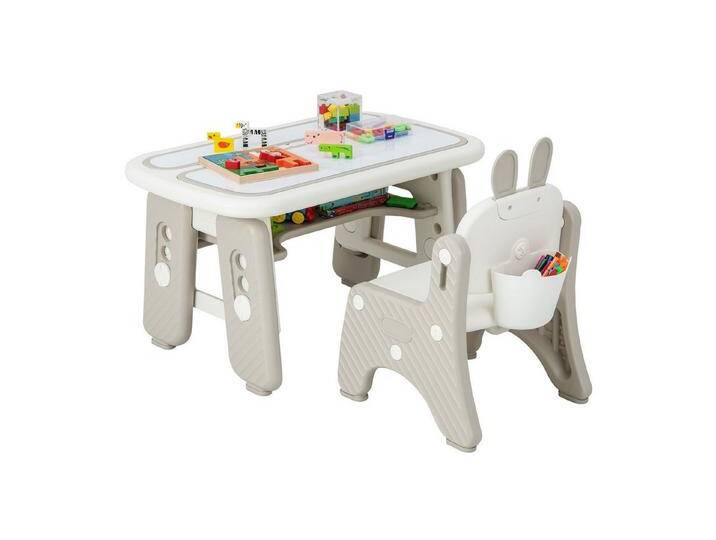 COSTWAY Kindersitzgruppe Spieltisch mit Stuhl, höhenverstellbar, grau COSTWAY Kindersitzgruppe Spieltisch mit Stuhl, höhenverstellbar, grau von OTTO