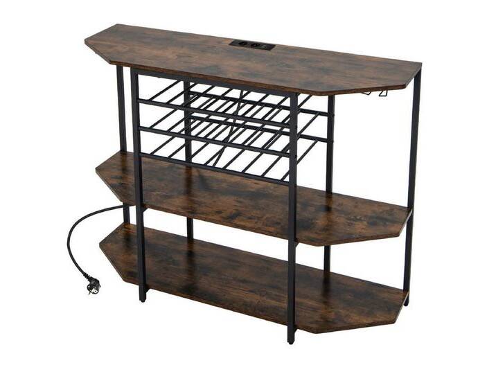 COSTWAY Konsolentisch, mit Weinregal&Ladestation (USB-Anschlüsse), Holz 120cm, braun von OTTO