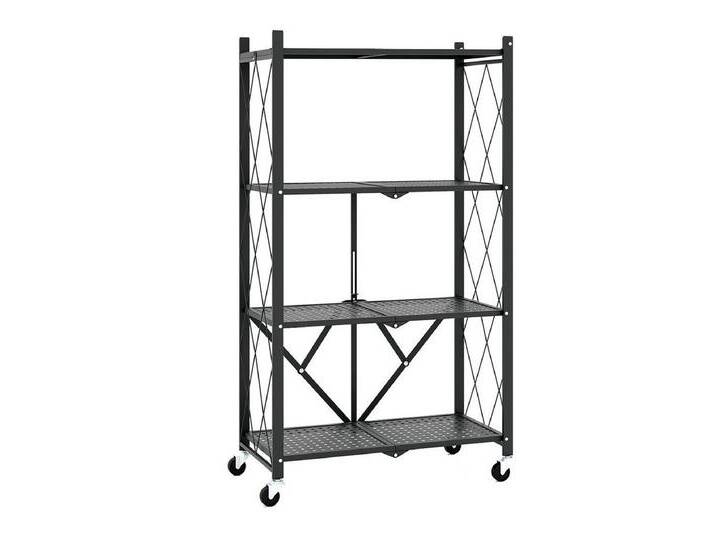 COSTWAY Schwerlastregal, klappbar, 4 Ebenen Standregal mit feststellbaren Rollen, schwarz von OTTO