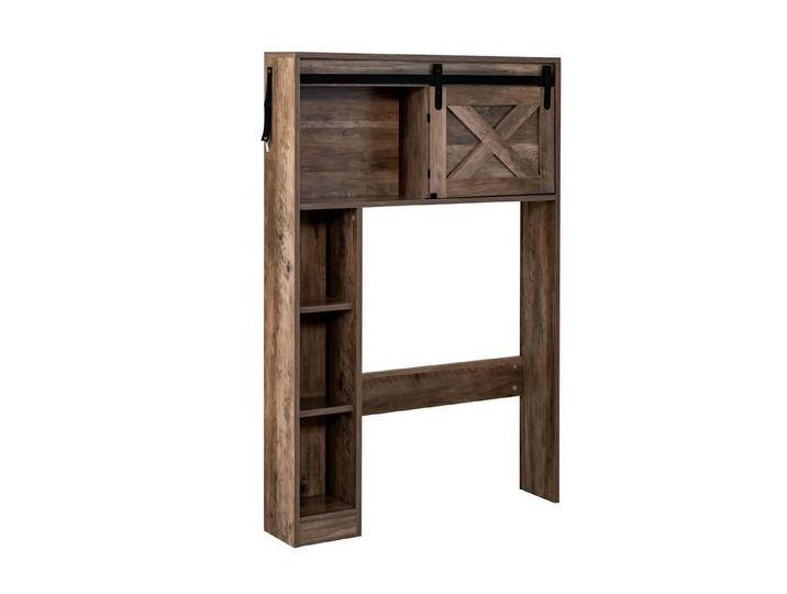 COSTWAY Waschmaschinenumbauschrank Badregal aus Holz, mit Schiebetür, braun, braun von OTTO