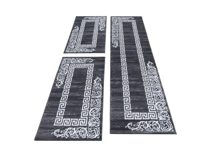 Carpettex Kurzflor-Bettumrandung Abstrakt Kariert Design, Höhe 12 mm, (Bett-Set, 3-tlg., Bettvorlage), Schlafzimmer Teppich Bettumrandung Läufer Set 3 teilig, grau von OTTO