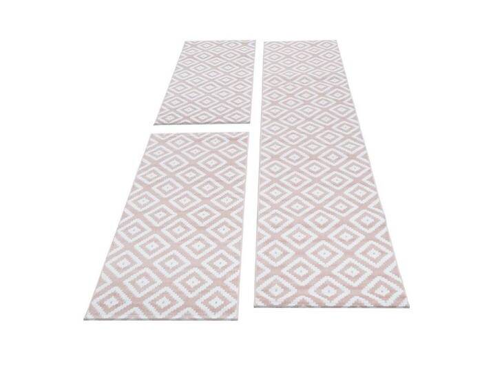 Carpettex Kurzflor-Bettumrandung Geometrisch Design, Höhe 6 mm, (Bett-Set, 3-tlg., Bettvorlage), Schlafzimmer Teppich Bettumrandung Läufer Set 3 teilig, rosa von OTTO
