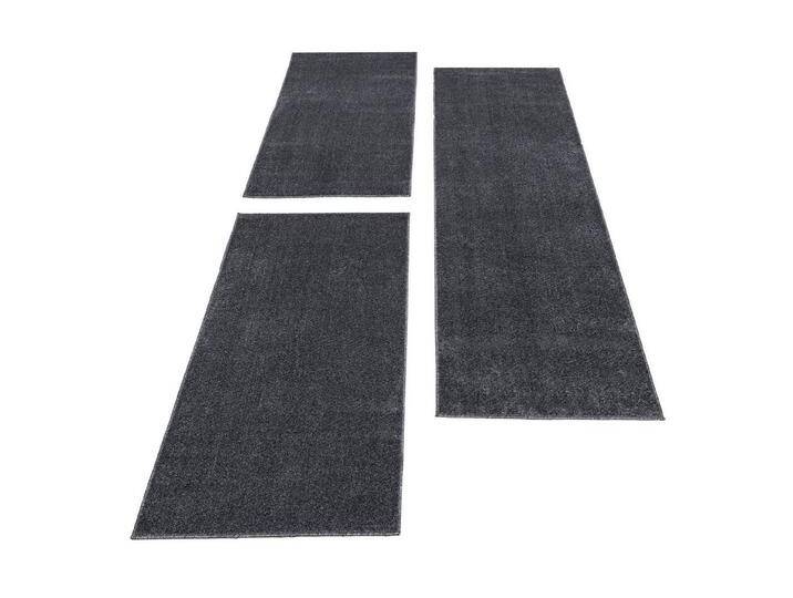 Carpettex Kurzflor-Bettumrandung Unicolor - Einfarbig, Höhe 11 mm, (Bett-Set, 3-tlg., Bettvorlage), Schlafzimmer Teppich Bettumrandung Läufer Set 3 teilig, grau von OTTO