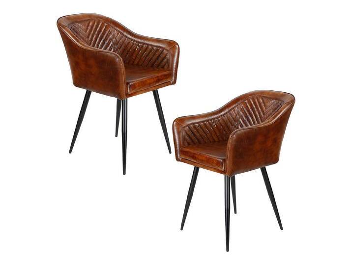 Casa Moro Armlehnstuhl Ledersessel Lederstuhl Braun (Mengen Auswahl 1 Sessel, 2er, 4er & 6er Set), bequemer Polstersessel Polsterstuhl, braun, 2er Set von OTTO