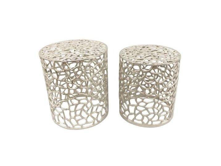 Casa Moro Beistelltisch Metall Tisch Dila Silber rund Designer Couchtisch Sofatisch (im 2er Set oder einzeln, aus Aluminium handgegossen), Kunsthandwerk von OTTO
