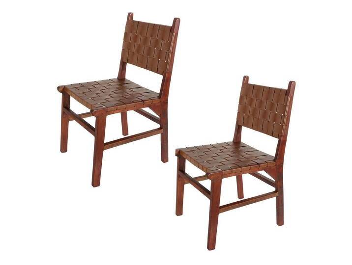 Casa Moro Esszimmerstuhl Essstuhl Leder Stuhl, Esszimmerstühle Holz Walnuss Braun (moderner Vollholz Lederstuhl in Braun), 1 Lederstuhl auch 2er, 4er & 6er Set Esszimmer Stühle von OTTO