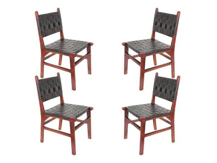 Casa Moro Esszimmerstuhl Essstuhl Stuhl Esszimmerstühle Leder Schwarz Holz Walnuss (Echtleder Stuhl auch 2er, 4er & 6er Set Lederstühle), bequemer Lederstuhl massiv Holzstuhl von OTTO