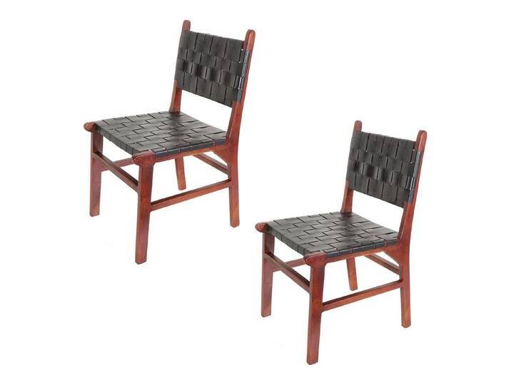 Casa Moro Esszimmerstuhl Essstuhl Stuhl Esszimmerstühle Leder Schwarz Holz Walnuss (Echtleder Stuhl auch 2er, 4er & 6er Set Lederstühle), bequemer Lederstuhl massiv Holzstuhl von OTTO