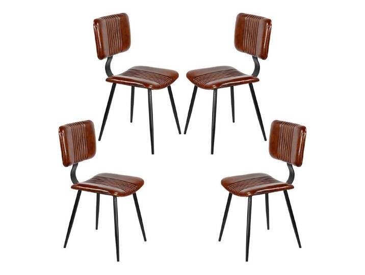 Casa Moro Esszimmerstuhl Esszimmerstühle Braun Leder Stühle 2er-Set (Schicker Echtleder Stuhl in Mid-Century Industrial Chic), Echtleder Stuhl als 2er, 4er, 6er, 8er Set Lederstühle von OTTO