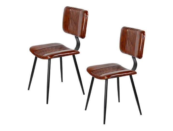 Casa Moro Esszimmerstuhl Esszimmerstühle Braun Leder Stühle 2er-Set (Schicker Echtleder Stuhl in Mid-Century Industrial Chic), Echtleder Stuhl als 2er, 4er, 6er von OTTO