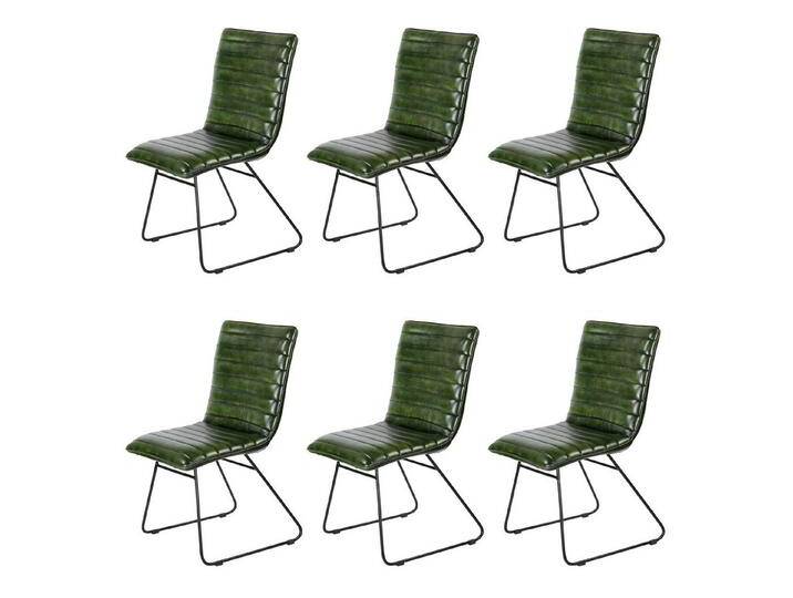 Casa Moro Esszimmerstuhl Lederstuhl Grün Polsterstuhl Echtleder Bezug (Retro Stuhl, handgefertigter Designer Stuhl), einzeln und als 2er von OTTO