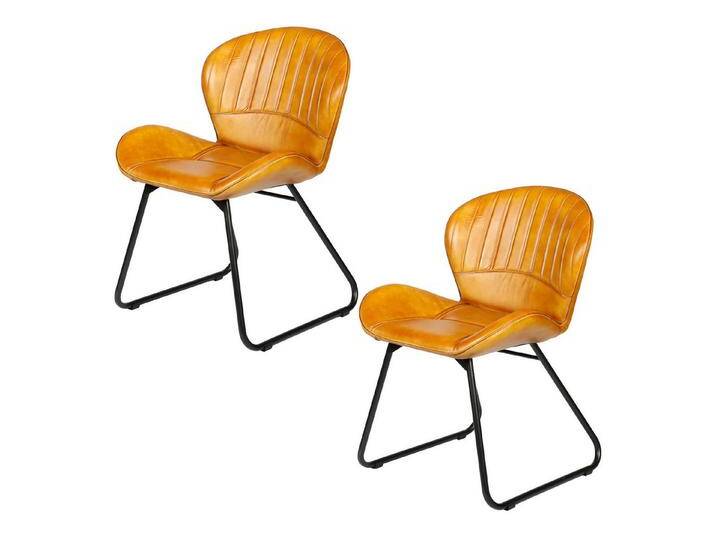 Casa Moro Polsterstuhl Esszimmerstuhl Leder Cognac Braun (Schicker Lederstuhl Schalenstuhl in Mid-Century Industrie Chic), Echtleder Stuhl auch 2er, 4er & 6er Set Esszimmerstühle von OTTO