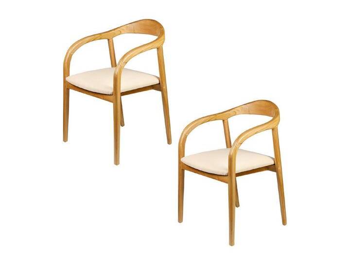 Casa Moro Polsterstuhl Esszimmerstuhl Natur Holz mit Armlehne Beige (Armlehnen Stuhl Esszimmer), 1 Stuhl, 2er Set, 4er Set oder 6er Set Holzstuhl von OTTO