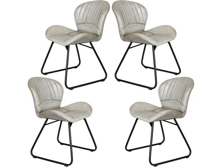 Casa Moro Polsterstuhl Lederstuhl Light Grau in Industrie Chic (Schicker Konferenzstuhl Essstuhl Stuhl Esszimmer), Echtleder Esszimmerstühle Schalenstuhl auch als 2er 4er 6er Set von OTTO