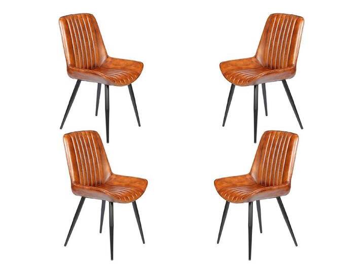 Casa Moro Polsterstuhl Stuhl Esszimmer Leder Braun Industrial Chic (Echtleder Konferenzstuhl auch als 2er, 4er & 6er Set) von OTTO