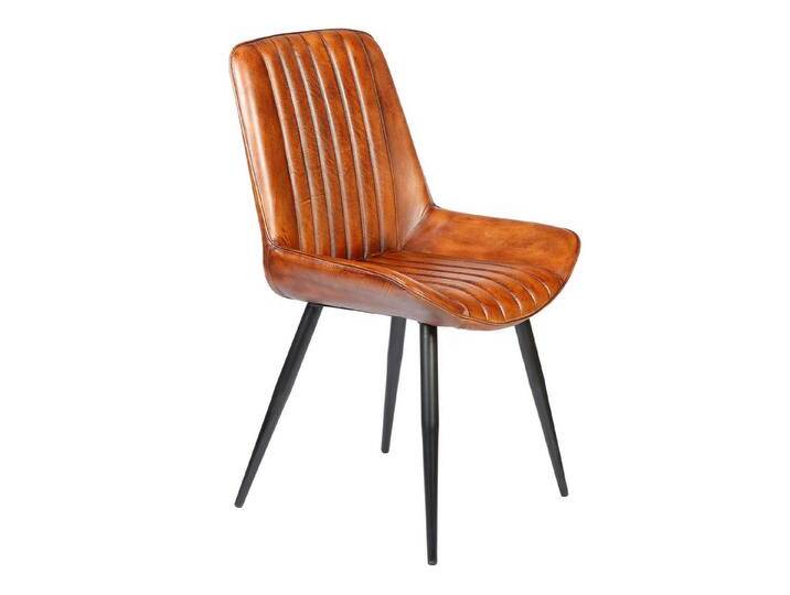 Casa Moro Polsterstuhl Stuhl Esszimmer Leder Braun Industrial Chic (Echtleder Konferenzstuhl auch als 2er, 4er & 6er Set) von OTTO