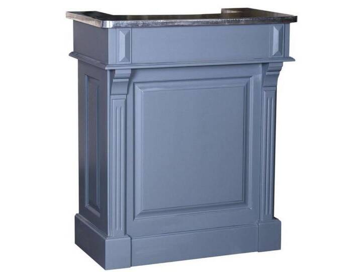 Casa Padrino Barschrank Landhausstil Theke Blau / Silber 90 x 51 x H. 107 cm - Massivholz Thekentisch mit verzinkter Tischplatte von OTTO