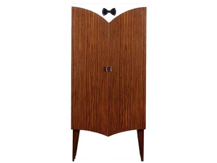 Casa Padrino Barschrank Luxus Art Deco Barschrank Braun / Weiß / Schwarz 80 x 45 x H. 170 cm - Massivholz Weinschrank - Bar Möbel - Hotel Möbel - Luxus Qualität von OTTO