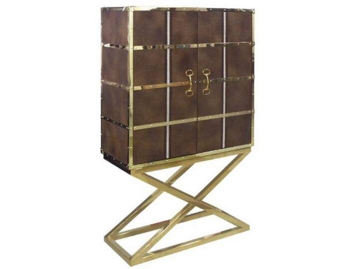 Casa Padrino Barschrank Luxus Barschrank Braun / Gold 108 x 48 x H. 180 cm - Edler Weinschrank mit 2 Türen - Luxus Bar Möbel von OTTO