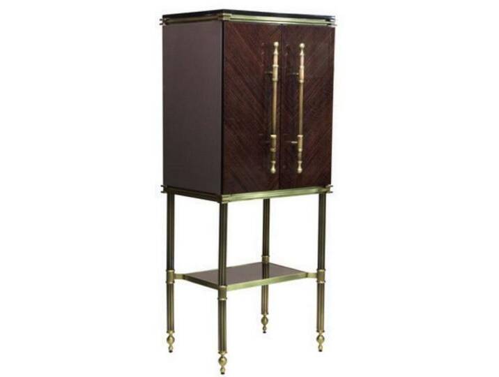 Casa Padrino Barschrank Luxus Barschrank Dunkelbraun Hochglanz / Matt Gold 82 x 52 x H. 162 cm - Weinschrank mit 2 Türen - Wohnzimmer Möbel - Bar Möbel - Hotel Möbel - Luxus Kollektion von OTTO