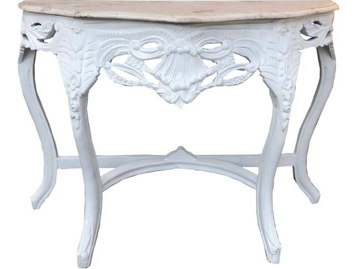 Casa Padrino Beistelltisch Barock Konsolentisch Weiss / Creme mit Marmorplatte - Konsole Möbel Antik Stil von OTTO