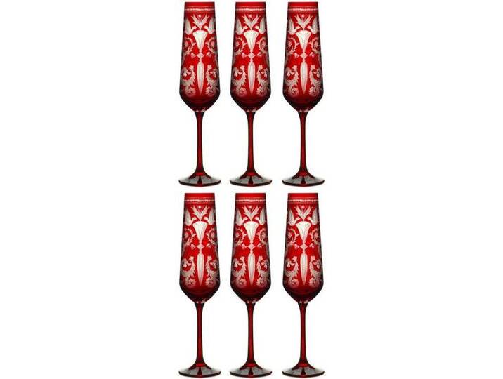 Casa Padrino Champagnerglas Luxus Champagnerglas 6er Set Rot / Silber Ø 6,5 x H. 26 von OTTO