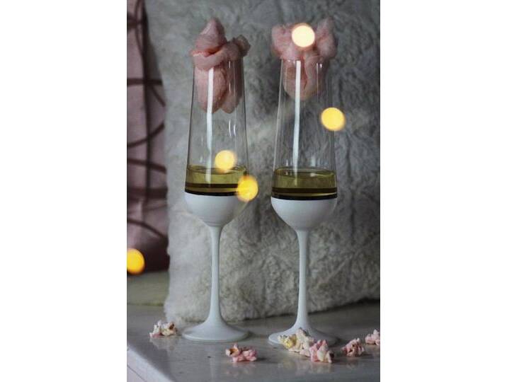 Casa Padrino Champagnerglas Luxus Champagnerglas 6er Set Weiß / Silber Ø 6,5 x H. 26 von OTTO
