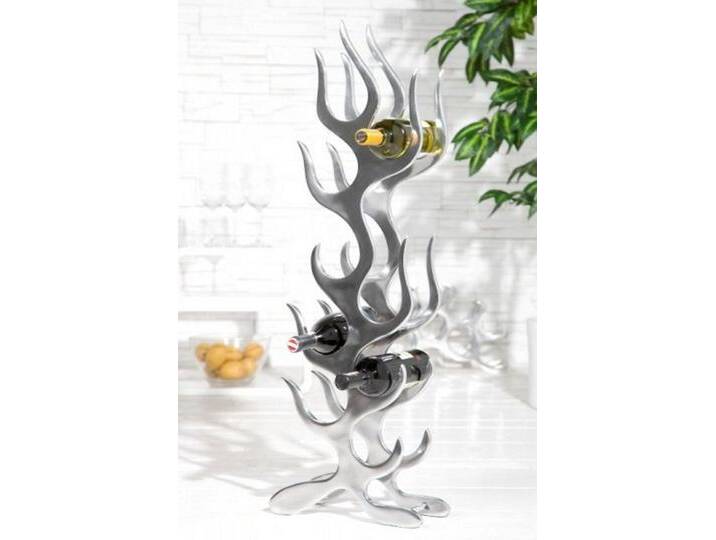Casa Padrino Dekoobjekt Designer Weinregal für 9 Flaschen aus poliertem Aluminium Höhe: 93 cm, Breite: 27 cm, Tiefe: 14 cm - Flaschenhalter von OTTO