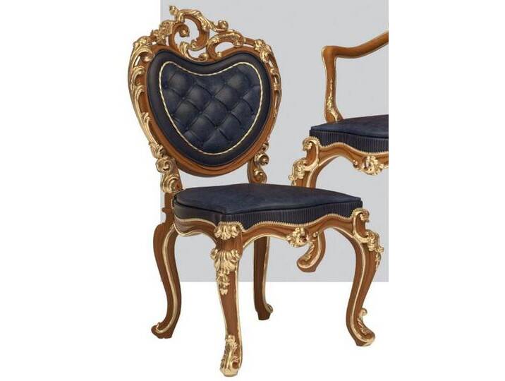 Casa Padrino Esszimmerstuhl Luxus Barock Esszimmer Stuhl Set Dunkelblau / Braun / Gold 57 x 62 x H. 105 cm - Prunkvolles Küchen Stühle 6er Set - Hotel Restaurant Schloss Möbel - Luxus Qualität - Made in Italy von OTTO