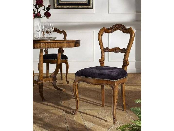 Casa Padrino Esszimmerstuhl Luxus Biedermeier Esszimmerstuhl Set Lila / Braun - Handgefertigtes Küchen Stühle 6er Set - Biedermeier Esszimmer Möbel - Luxus Qualität - Made in Italy von OTTO