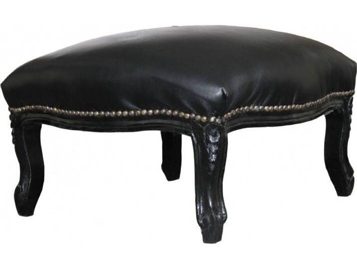 Casa Padrino Fußhocker Barock XXL Fußhocker schwarz / schwarz Lederoptik - Hocker Englische Flagge - Antik Stil England von OTTO