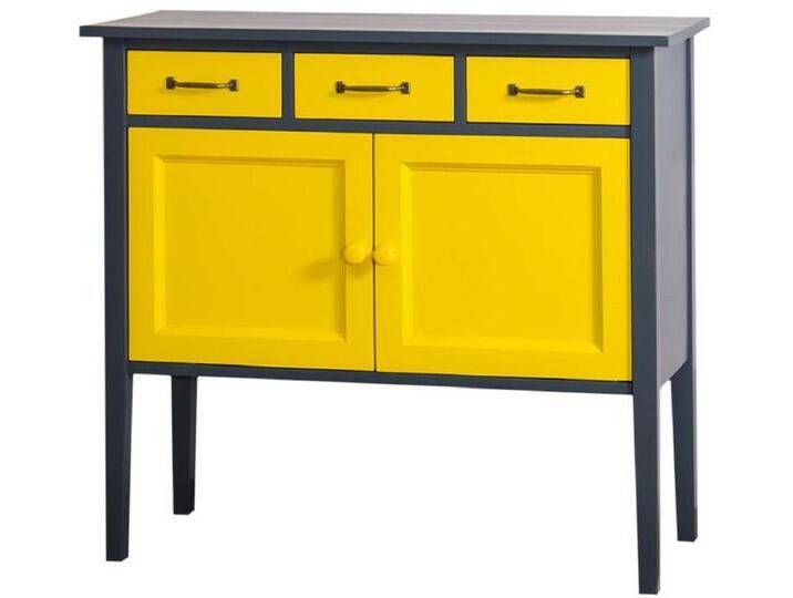 Casa Padrino Kommode Landhausstil Kommode mit 3 Schubladen und 2 Türen Dunkelgrau / Gelb 100 x 41 x H. 90 cm - Landhausstil Möbel von OTTO