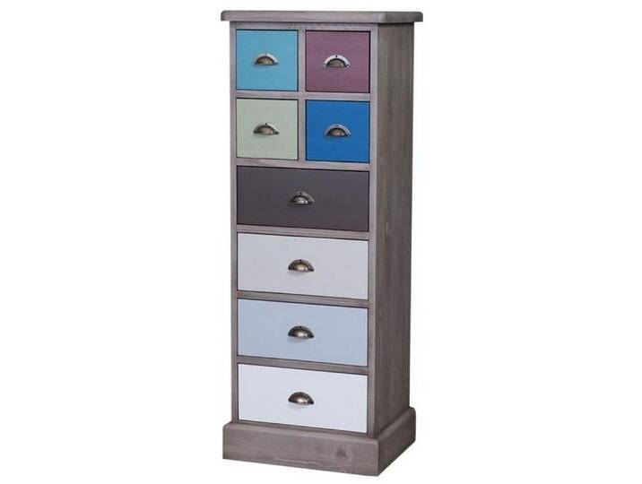 Casa Padrino Kommode Landhausstil Kommode mit 8 Schubladen Grau / Mehrfarbig 46 x 36 x H. 122 cm - Landhausstil Möbel von OTTO