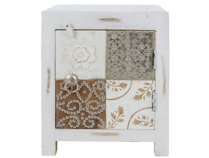 Casa Padrino Kommode Landhausstil Shabby Chic Kommode mit Tür Antik Weiß / Mehrfarbig 40 x 32 x H. 50 cm - Landhausstil Möbel von OTTO