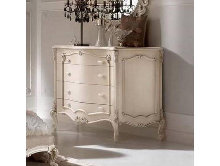 Casa Padrino Kommode Luxus Barock Kommode Cremefarben / Silber - Handgefertigte Massivholz Kommode mit 4 Schubladen - Hochwertige Barock Möbel - Luxus Qualität - Made in Italy von OTTO