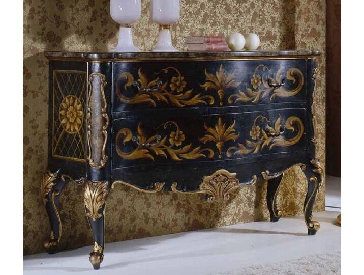 Casa Padrino Kommode Luxus Barock Kommode Dunkelblau / Antik Gold - Handgefertigte Massivholz Kommode mit 2 Schubladen - Barockstil Schlafzimmer Möbel - Barock Möbel - Luxus Qualität - Made in Italy von OTTO