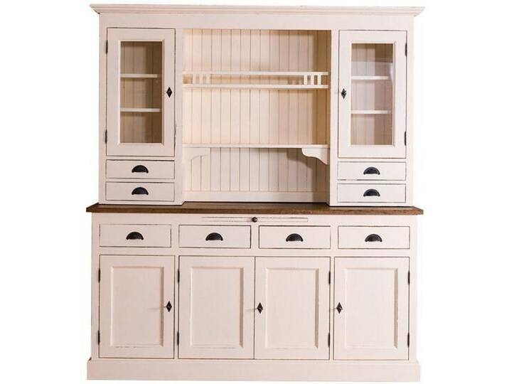 Casa Padrino Küchenbuffet Landhausstil Küchenschrank Antik Cremefarben / Braun 179 x 50 x H. 197 cm - 2 Teiliger Shabby Chic Küchenschrank mit 6 Türen und 8 Schubladen von OTTO