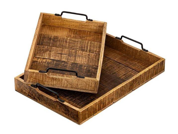 Casamia Dekotablett Tablett Serviertablett Dekotablett Holztablett Holz Deko Tablett Mango, Tablett 2er Set 46x31 u. 38x25 cm von OTTO