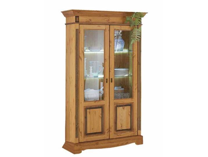 Casamia Vitrine Vitrine Glas-Vitrine Standvitrine Florenz 2 Glas-/Holztüren Pinie Nord, braun, mit Beleuchtung von OTTO
