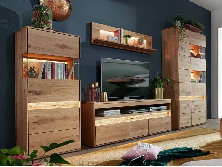 Casamia Wohnwand Wohnwand Massivholz Vitrine halbhoch TV Lowboard Vitrine 4türig ca. 35, ohne Beleuchtungsdimmer Casamia Wohnwand Wohnwand Massivholz Vitrine halbhoch TV Lowboard Vitrine 4türig ca. 35, ohne Beleuchtungsdimmer von OTTO