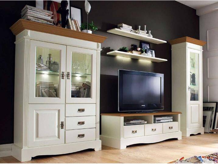 Casamia Wohnwand Wohnwand Wohnzimmer Schrank Set Padua 5-teilig B354xH204xT56cm massiv, mit LED-Beleuchtung, panna Absetzung sierra Casamia Wohnwand Wohnwand Wohnzimmer Schrank Set Padua 5-teilig B354xH204xT56cm massiv, mit LED-Beleuchtung, panna Absetzung sierra von OTTO