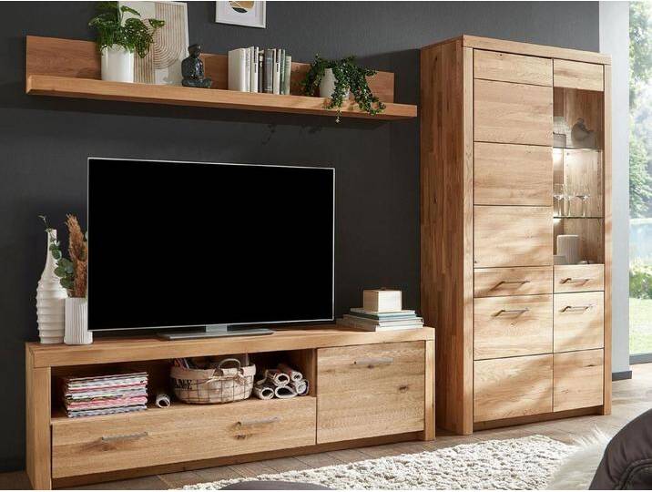 Casamia Wohnwand Wohnwand massiv 280x204cm TV Lowboard Vitrine Wandbord Faro Wildeiche, mit LED-Beleuchtung Casamia Wohnwand Wohnwand massiv 280x204cm TV Lowboard Vitrine Wandbord Faro Wildeiche, mit LED-Beleuchtung von OTTO