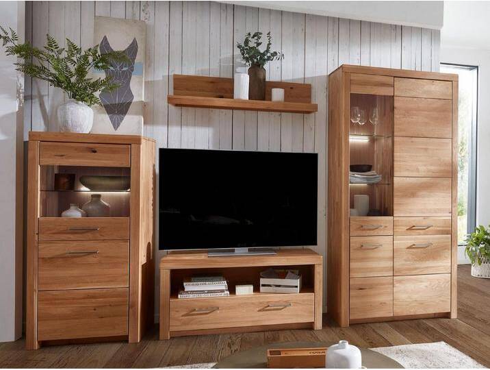 Casamia Wohnwand Wohnwand massiv Vitrine Lowboard Highboard 290x204cm Faro Wildeiche, ohne LED-Beleuchtung Casamia Wohnwand Wohnwand massiv Vitrine Lowboard Highboard 290x204cm Faro Wildeiche, ohne LED-Beleuchtung von OTTO