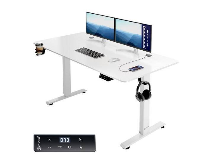 Casaria Schreibtisch, Höhenverstellbar Elektrisch 140x60cm LCD- Display Stahlgestell Büro, weiß, Weiß Casaria Schreibtisch, Höhenverstellbar Elektrisch 140x60cm LCD- Display Stahlgestell Büro, weiß, Weiß von OTTO