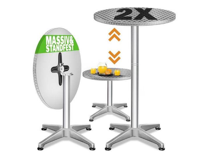 Casaria Stehtisch, Klappbar Höhenverstellbar 70cm/115cm Aluminium Rund Ø 60cm Wetterfest, weiß von OTTO