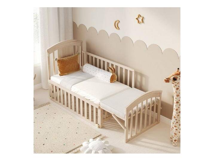 Celya Babybett Mehrfunktionales naturholzfarbenes Holz-Babynetzbett, mit Wickeltisch, klappbarem Ablagerack, verlängerbar, ohne Matratze, beige Celya Babybett Mehrfunktionales naturholzfarbenes Holz-Babynetzbett, mit Wickeltisch, klappbarem Ablagerack, verlängerbar, ohne Matratze, beige von OTTO